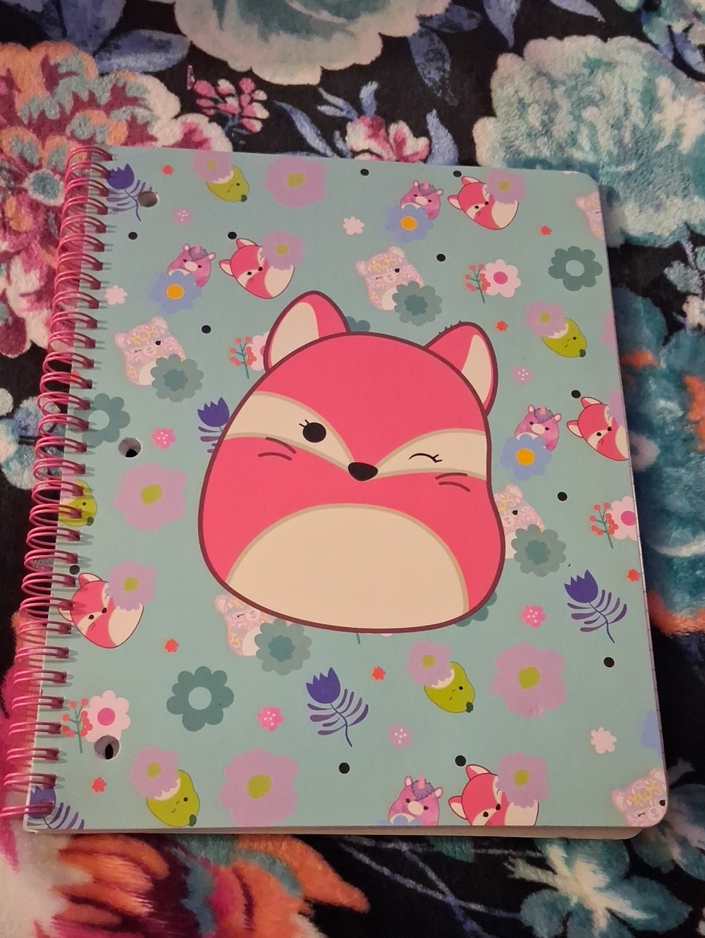 Squishmallows Fifi the Fox Floral College Ruled Spiral Notebook